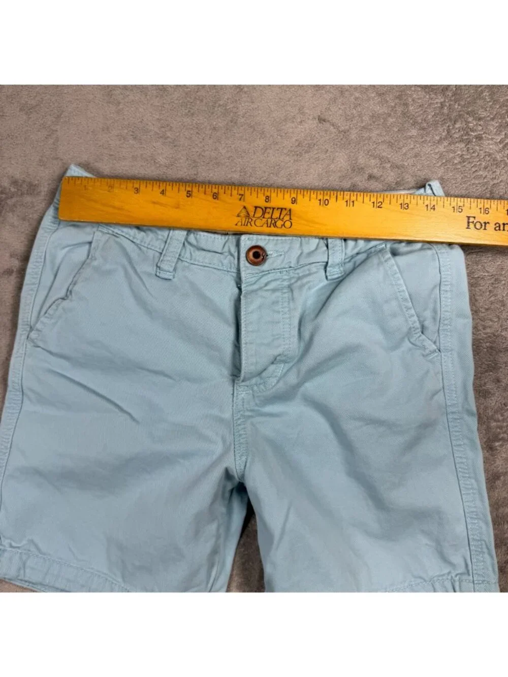 2000s Hollister Light Blue Khaki Shorts Mens 28 Button Fly Summer Preppy Y2K Vtg